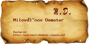 Milovánov Demeter névjegykártya